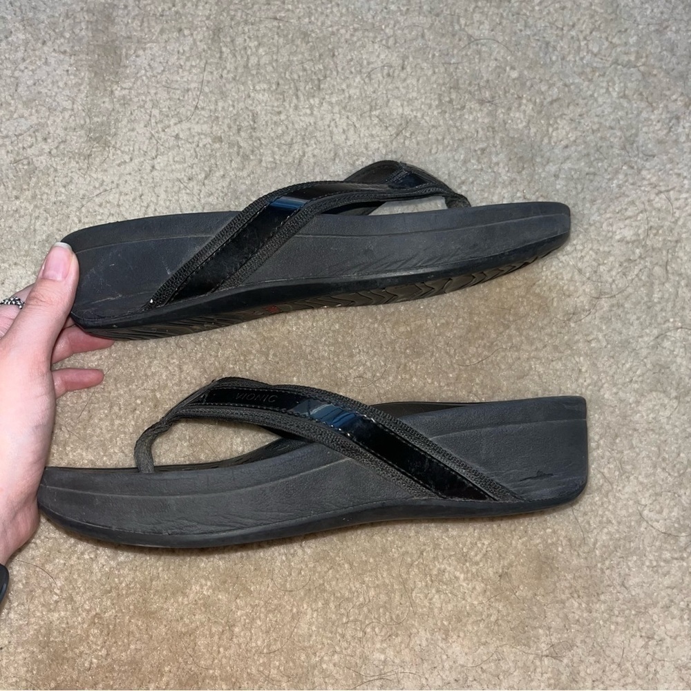 Vionic Black Toe Post Flip Flop Thong Sandals Shoes Size 6 - Picture 6 of 8